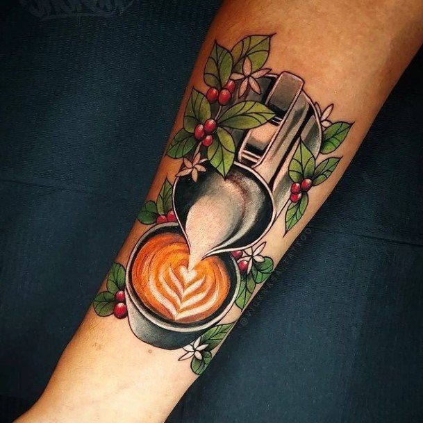 Cool Female Coffee Mug Tattoo Designs