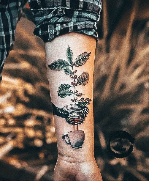 Cool Female Coffee Tattoo Designs