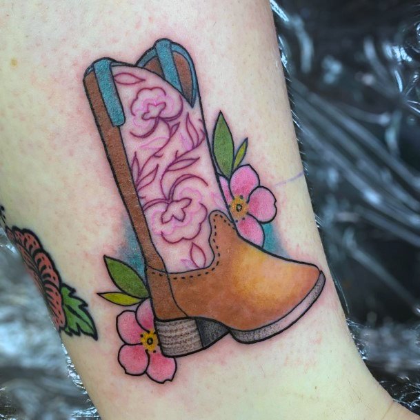 Cool Female Cowboy Boot Tattoo Designs