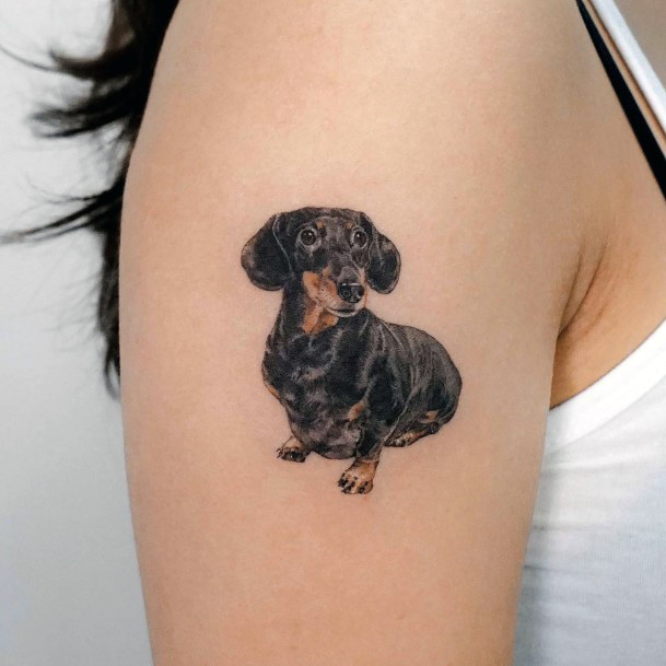 Cool Female Dachshund Tattoo Designs