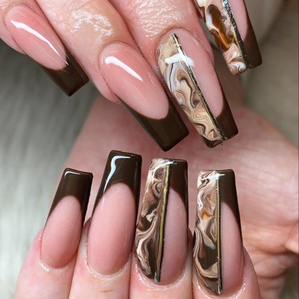 Cool Female Dark Brown Nail Designs