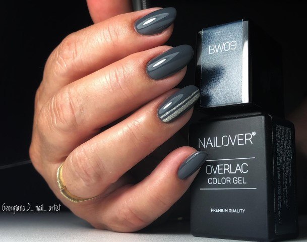 Cool Female Dark Grey Nail Designs