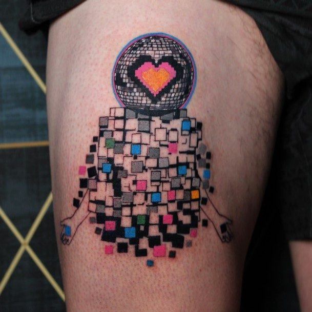 Cool Female Disco Ball Tattoo Designs