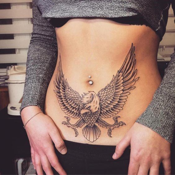 Cool Female Eagle Tattoo Designs Stomach