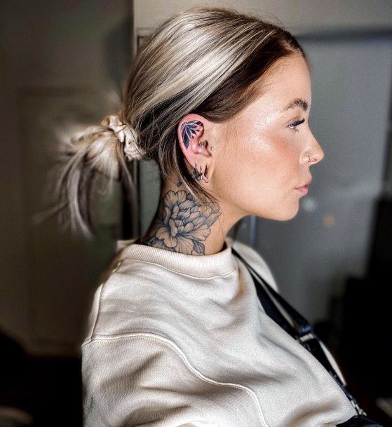 Cool Female Ear Tattoo Designs