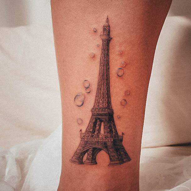 Cool Female Eiffel Tower Tattoo Designs