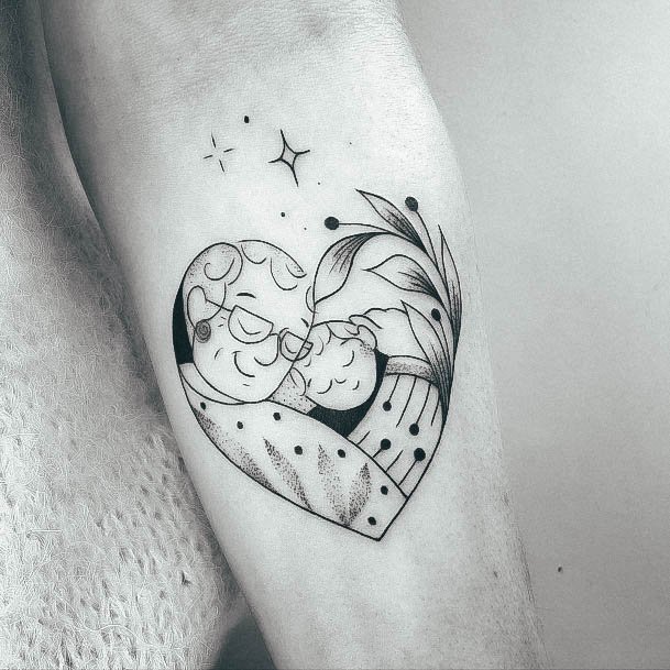 Cool Female Family Tattoo Designs Heart Black Ink Inner Forearm