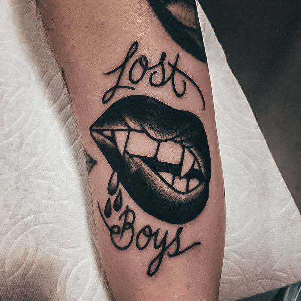 Cool Female Fangs Tattoo Designs