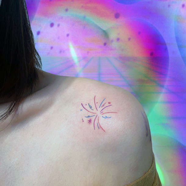 Cool Female Fireworks Tattoo Designs