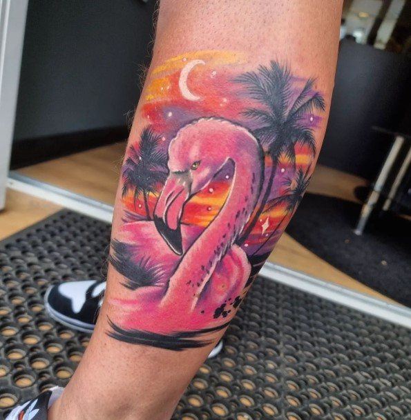 Cool Female Flamingo Tattoo Designs