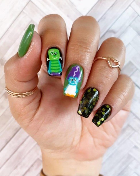 Cool Female Frankenstein Nail Designs