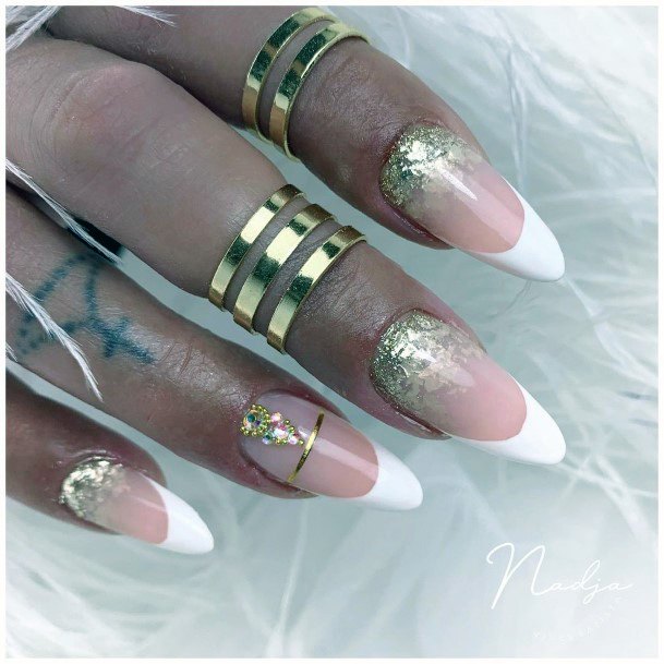 Cool Female Gold Dress Nail Designs