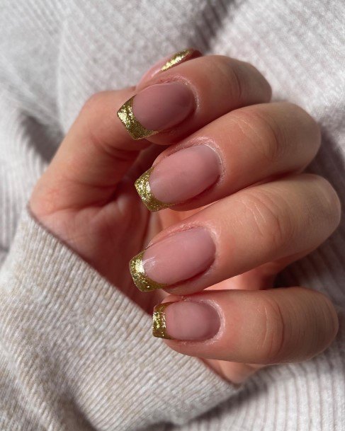 Cool Female Gold French Tip Nail Designs