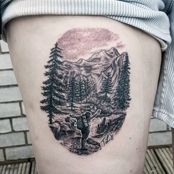 Cool Female Hiking Tattoo Designs