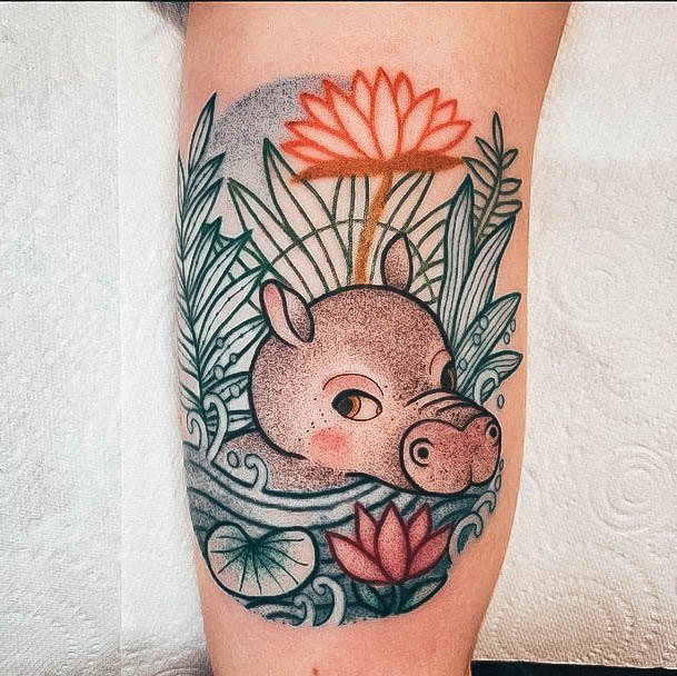 Cool Female Hippo Tattoo Designs