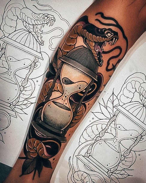 Cool Female Hourglass Tattoo Designs Neo Traditional