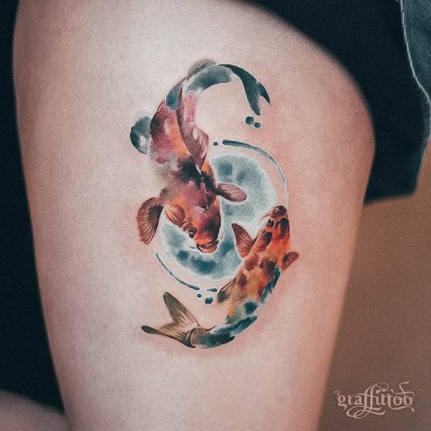 Cool Female Koi Fish Tattoo Designs Colorful