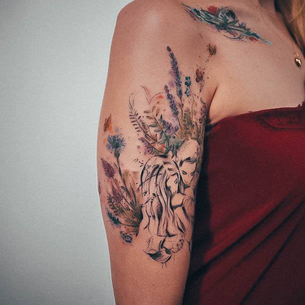 Cool Female Lavender Tattoo Designs