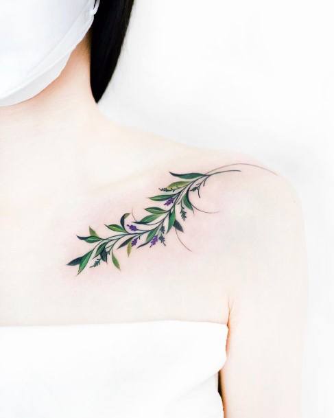 Cool Female Leaf Tattoo Designs
