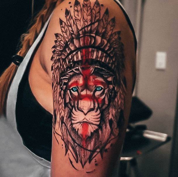 Cool Female Leo Tattoo Designs Indian Lion Arm