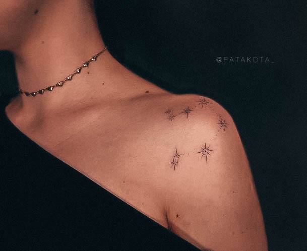 Cool Female Libra Tattoo Designs Shoulder Stars