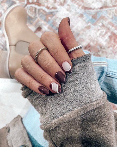 Cool Female Maroon White Nail Designs