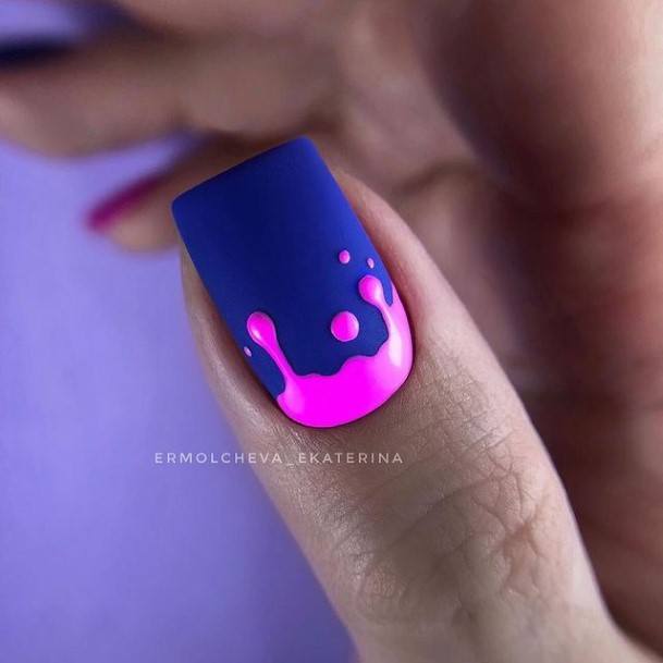 Cool Female Nail Art Purple With Hot Pink Lava Themed Designs