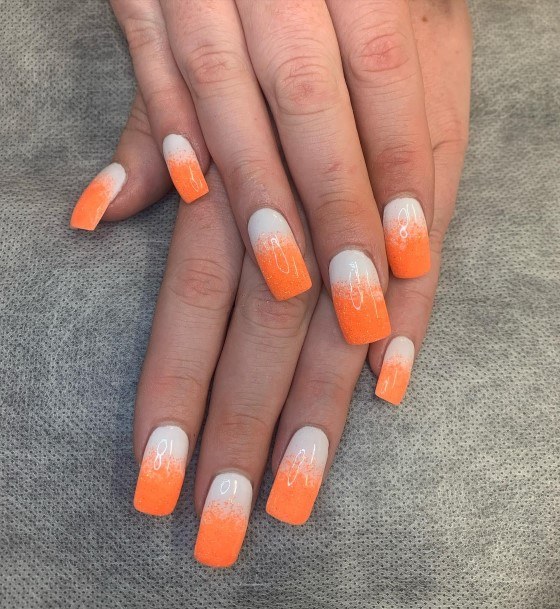 Cool Female Orange And White Nail Designs