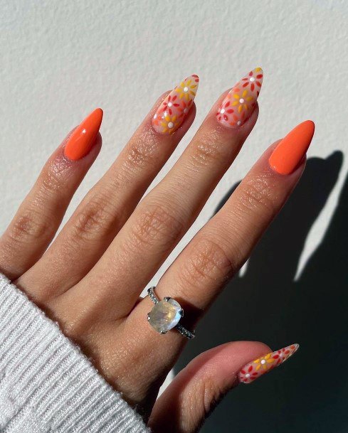 Cool Female Orange Nail Designs