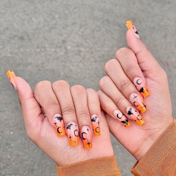 Cool Female Orange Ombre Nail Designs