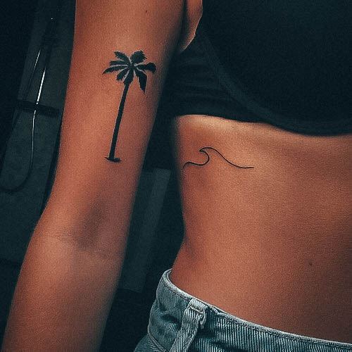 Cool Female Palm Tree Tattoo Designs Inner Arm