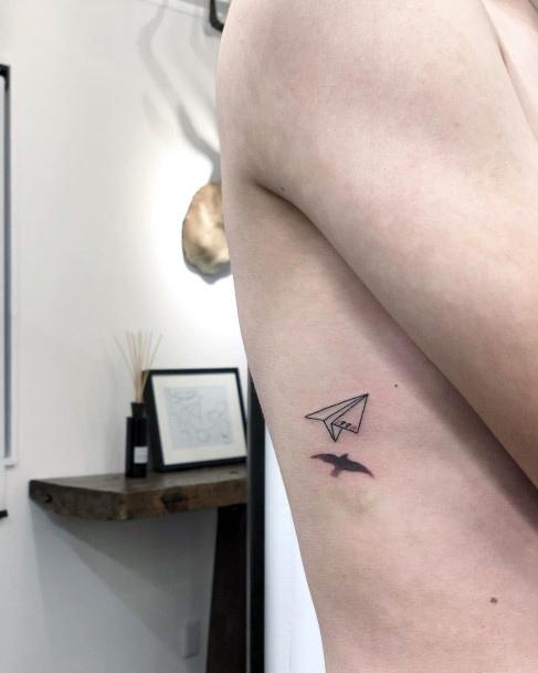 Cool Female Paper Airplane Tattoo Designs