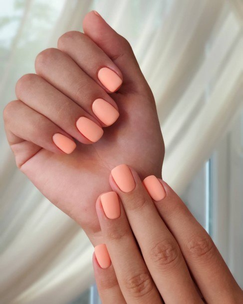 Cool Female Peach Matte Nail Designs