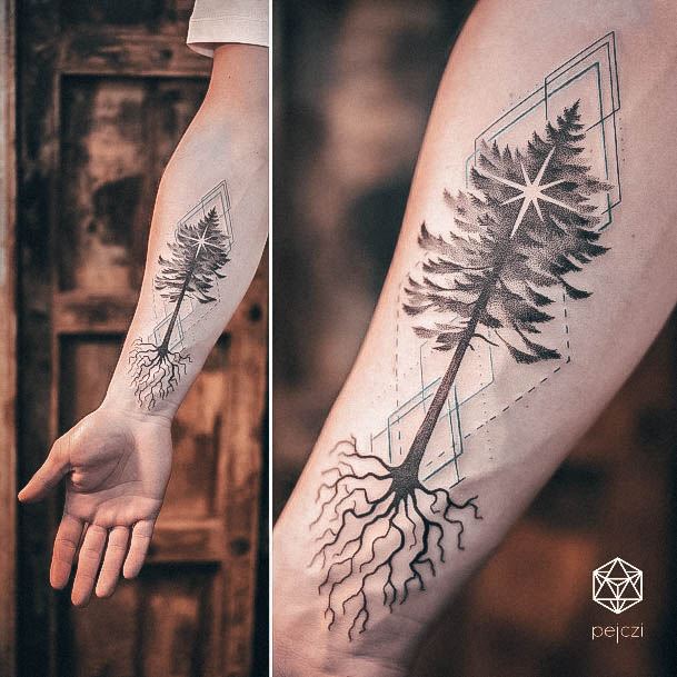 Cool Female Pine Tree Tattoo Designs