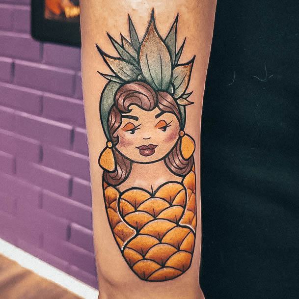 Cool Female Pineapple Tattoo Designs