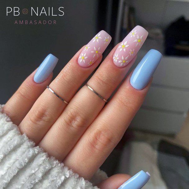 Cool Female Pink And Blue Nail Designs