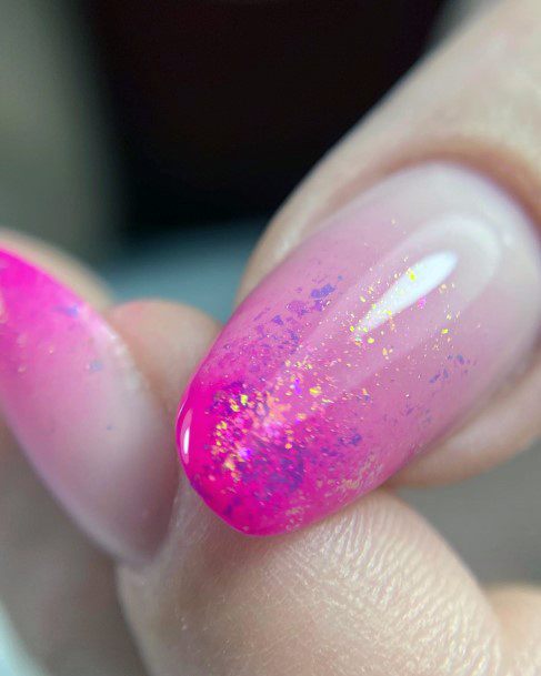 Cool Female Pink Ombre With Glitter Nail Designs