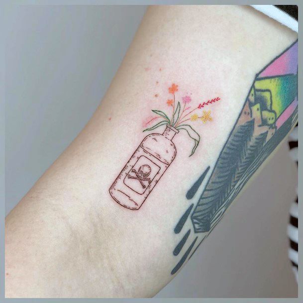 Cool Female Poison Bottle Tattoo Designs