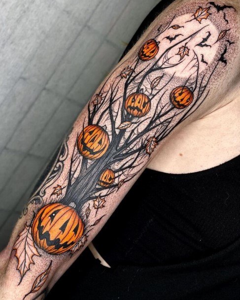 Cool Female Pumpkin Tattoo Designs