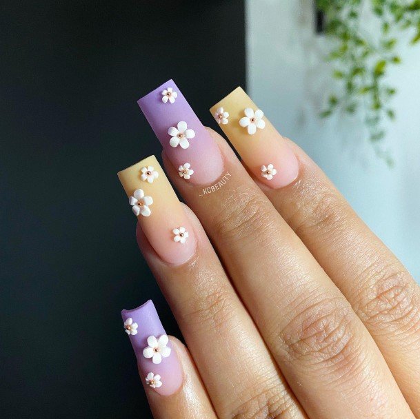 Cool Female Purple And Yellow Nail Designs