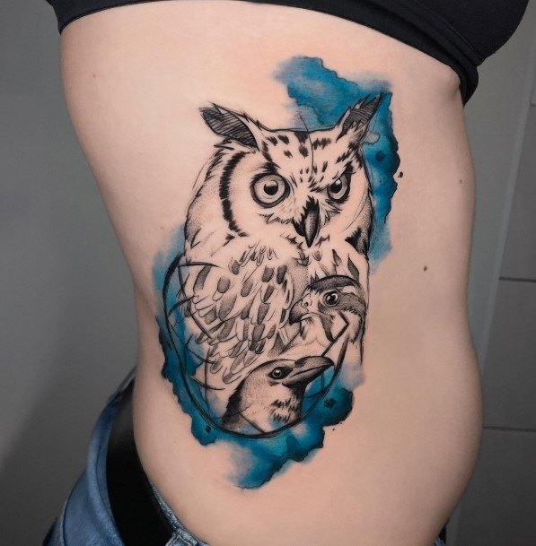 Cool Female Raven Tattoo Designs Owl Watercolor