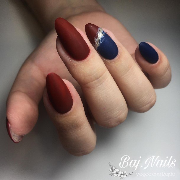 Cool Female Red And Blue Nail Designs