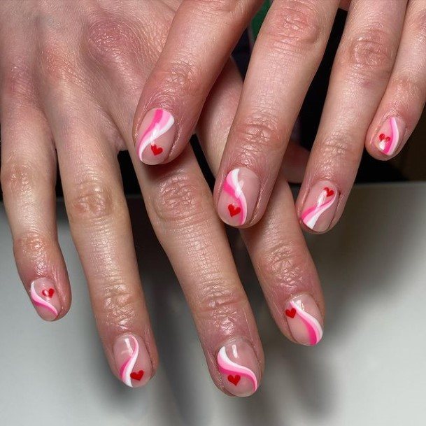 Cool Female Red And Nude Nail Designs