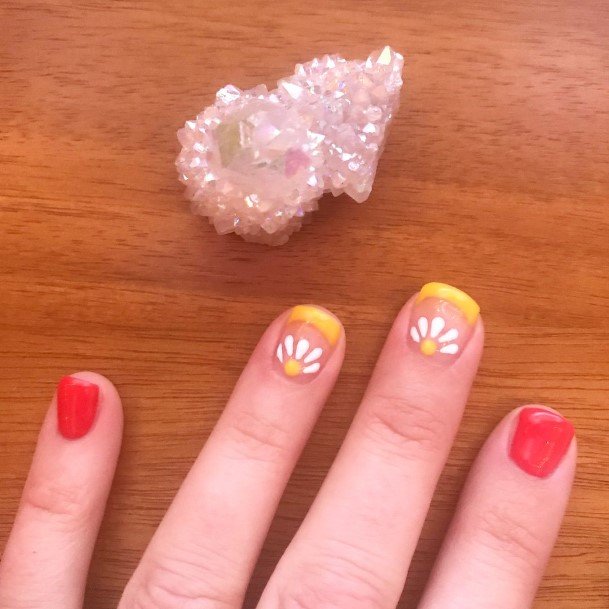 Cool Female Red And Yellow Nail Designs