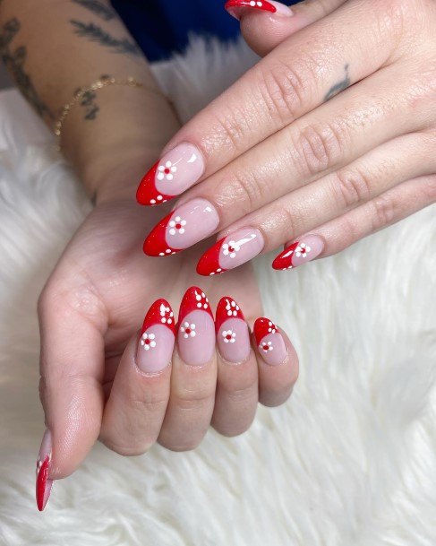Cool Female Red French Tip Nail Designs