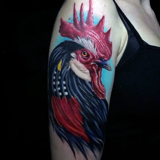 Cool Female Rooster Tattoo Designs