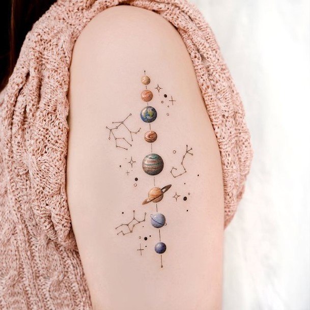 Cool Female Saturn Tattoo Designs