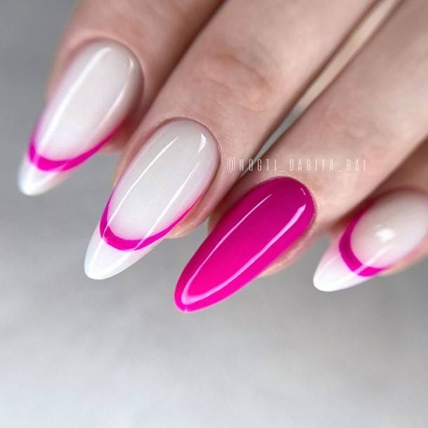 Top 100 Best Short Pink And White Nails For Women - Fingernail Ideas