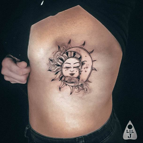 Cool Female Side Tattoo Designs