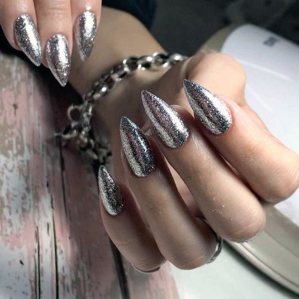 Cool Female Silver Dress Nail Designs